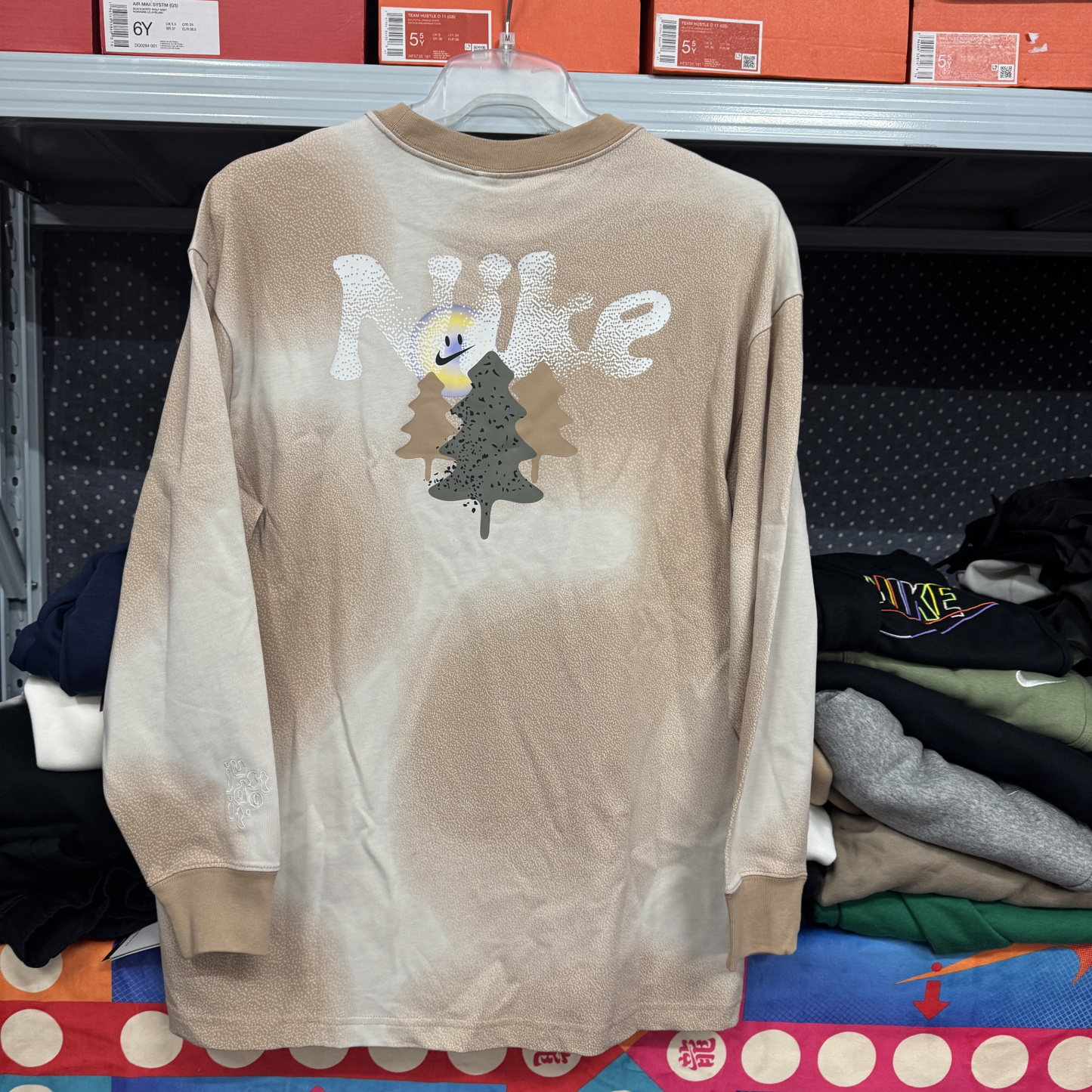 Nike/Nike レディース 新作 ゆったりフィット スマッジプリント ラウンドネック 長袖 T シャツ