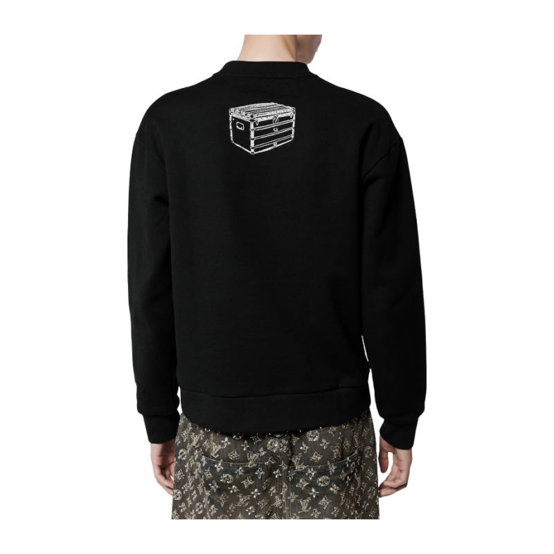 LV/ルイ・ヴィトン メンズ 手描きロゴ ソフト刺繍 ラウンドネック 長袖 コットン スウェットシャツ