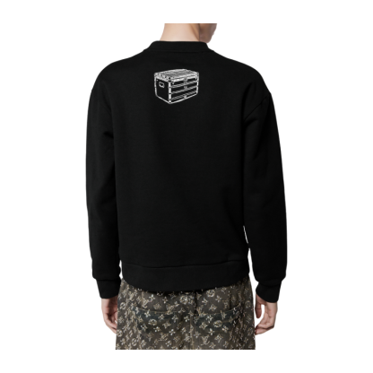 LV/ルイ・ヴィトン メンズ 手描きロゴ ソフト刺繍 ラウンドネック 長袖 コットン スウェットシャツ