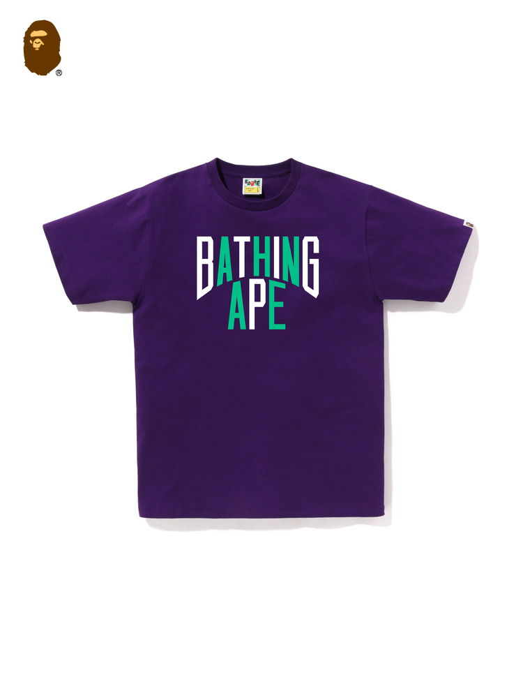 BAPE メンズ 春夏 コントラスト レタープリント 無地 マルチカラー 半袖 Tシャツ