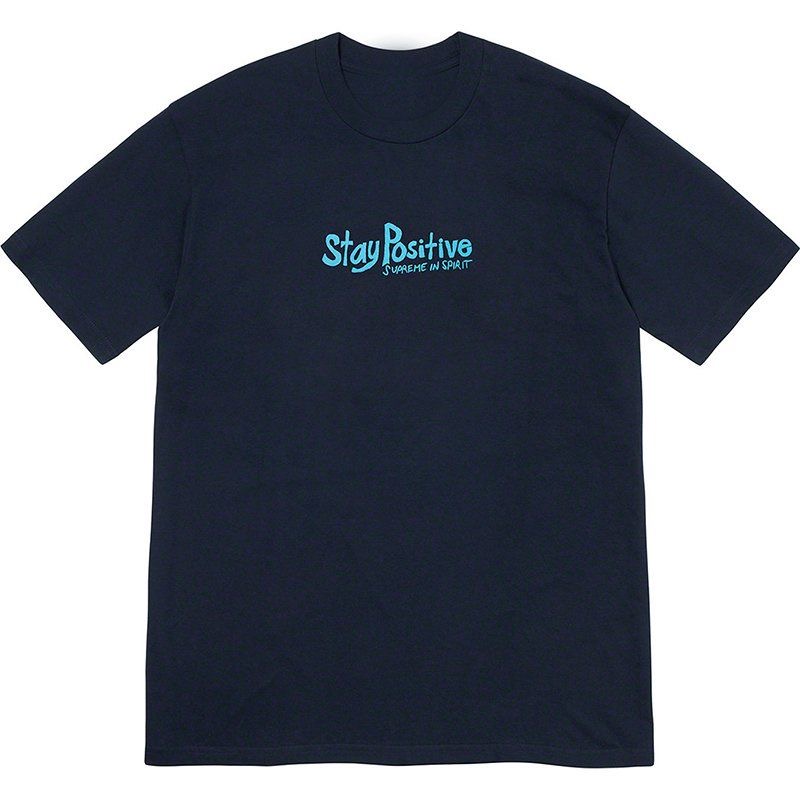 Supreme Week1 Stay Positive Tee Positive English ラウンドネック 半袖 Tシャツ ユニセックス