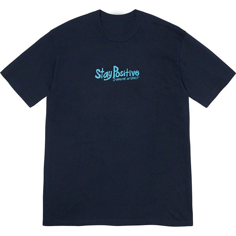 Supreme Week1 Stay Positive Tee Positive English ラウンドネック 半袖 Tシャツ ユニセックス