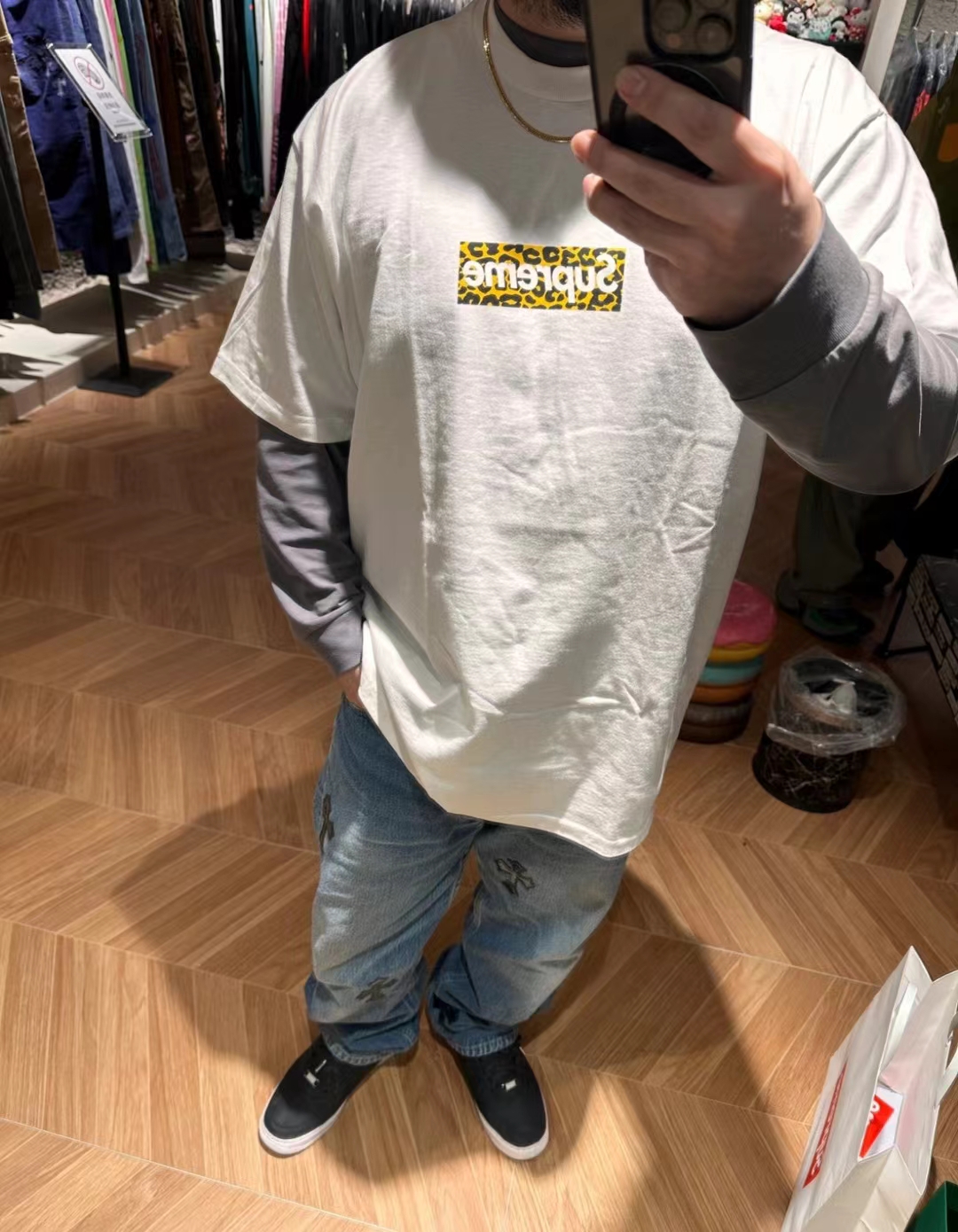 Supreme SHANGHAI BOX LOGO TEE 上海オープニング ヒョウ柄 半袖Tシャツ 男女兼用