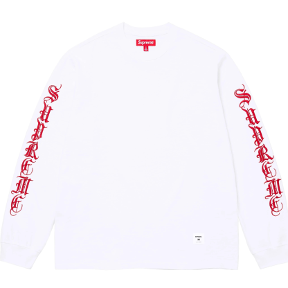 Supreme OLD ENGLISH L/S TEE ゴシック 長袖Tシャツ 秋冬 男女 カップル