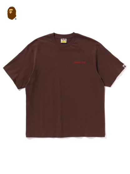 BAPEメンズ24秋冬猿頭文字コントラストカラー水染めプリント柄半袖Tシャツ