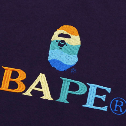 BAPE レディース 秋冬 猿頭文字カラーグラデーション刺繍半袖Tシャツ