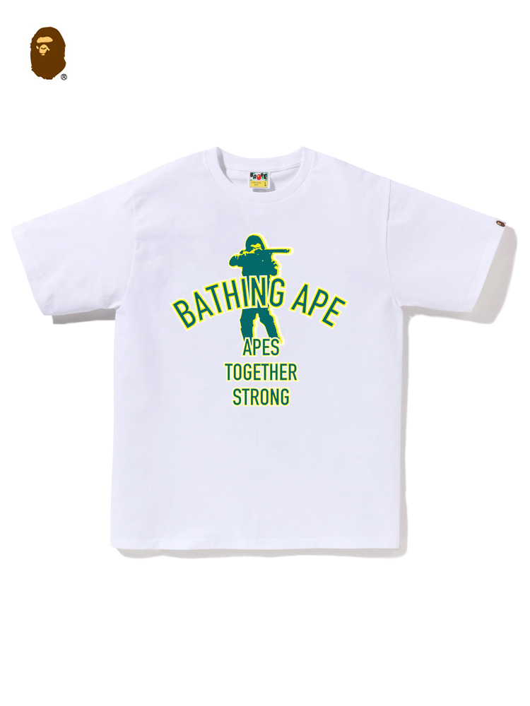 BAPE メンズ 春夏 モンキーアーミー レタープリント 半袖Tシャツ