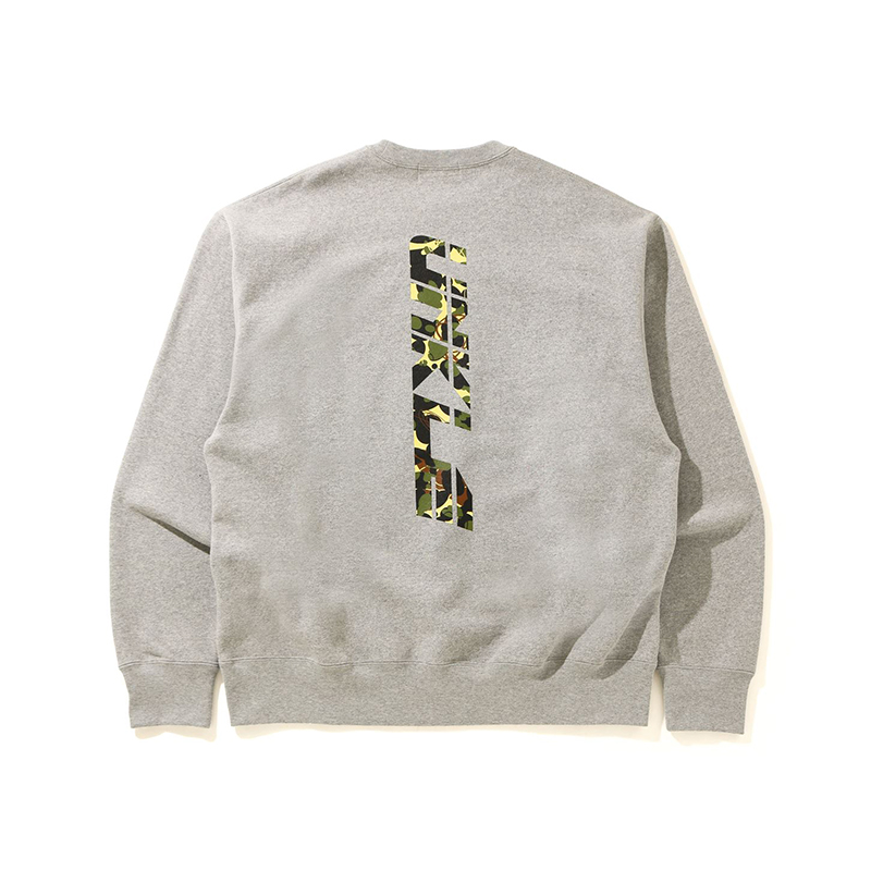 BAPE X MO'WAX 連名迷彩柄レタープリント無地クルーネックスウェットシャツ