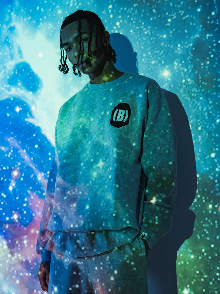 BAPE メンズ 秋冬 エイプ ユニバース NFT エイプヘッド レタープリント ラウンドネック スウェットシャツ