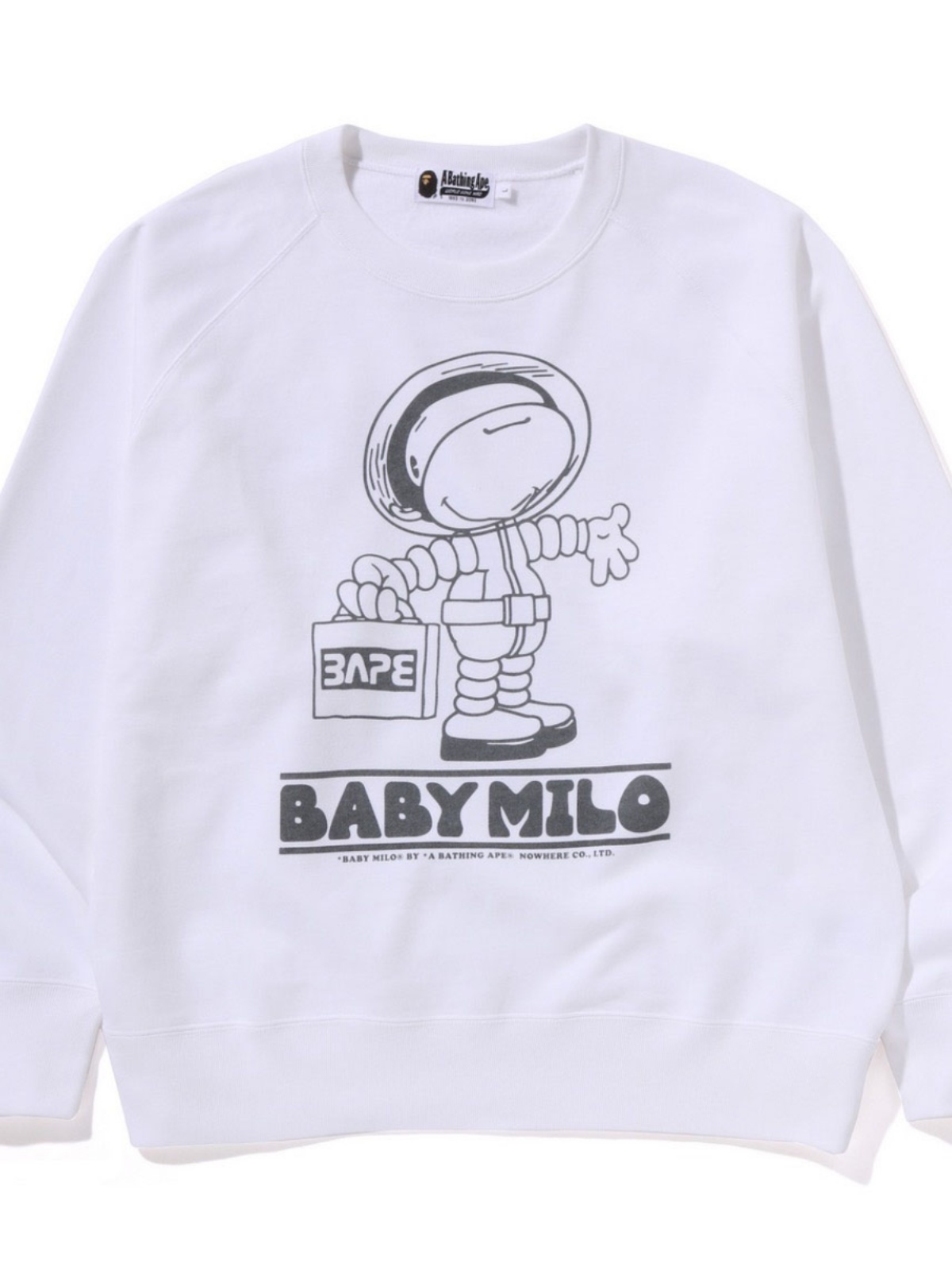 BAPE ラウンドネック スウェットシャツ スペースモンキー フロントとバックプリント ゆったり カジュアル