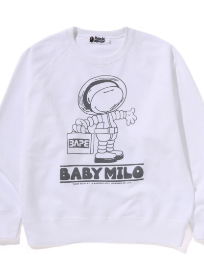 BAPE ラウンドネック スウェットシャツ スペースモンキー フロントとバックプリント ゆったり カジュアル