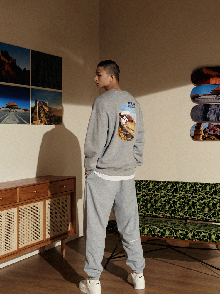 BAPE メンズ 春夏 猿が世界を旅する猿の頭 ラウンドネック スウェットシャツ