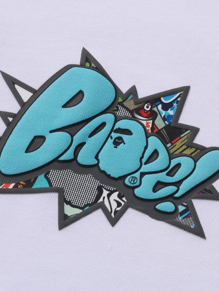 BAPE メンズ 春夏 猿文字 グラフィティプリント 無地 半袖 Tシャツ