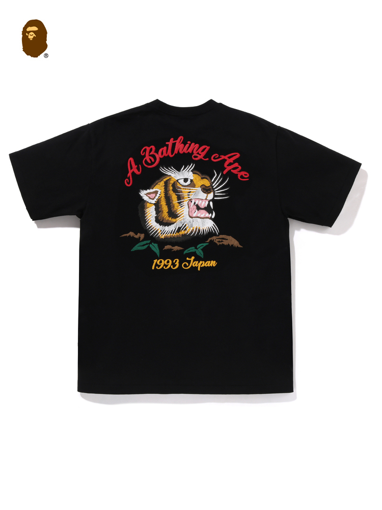 BAPEメンズ24秋冬虎文字柄半袖Tシャツ