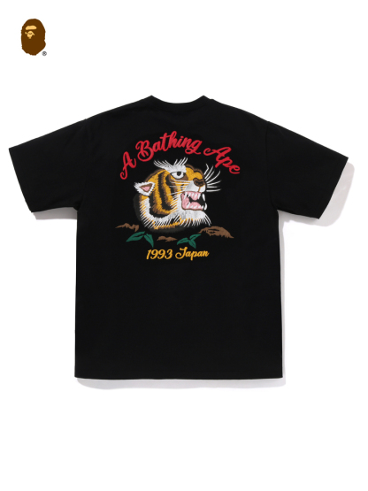 BAPEメンズ24秋冬虎文字柄半袖Tシャツ