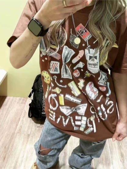 Supreme TRASH TEE 23SS 可愛い漫画柄 グランジプリント ユニセックス 半袖Tシャツ