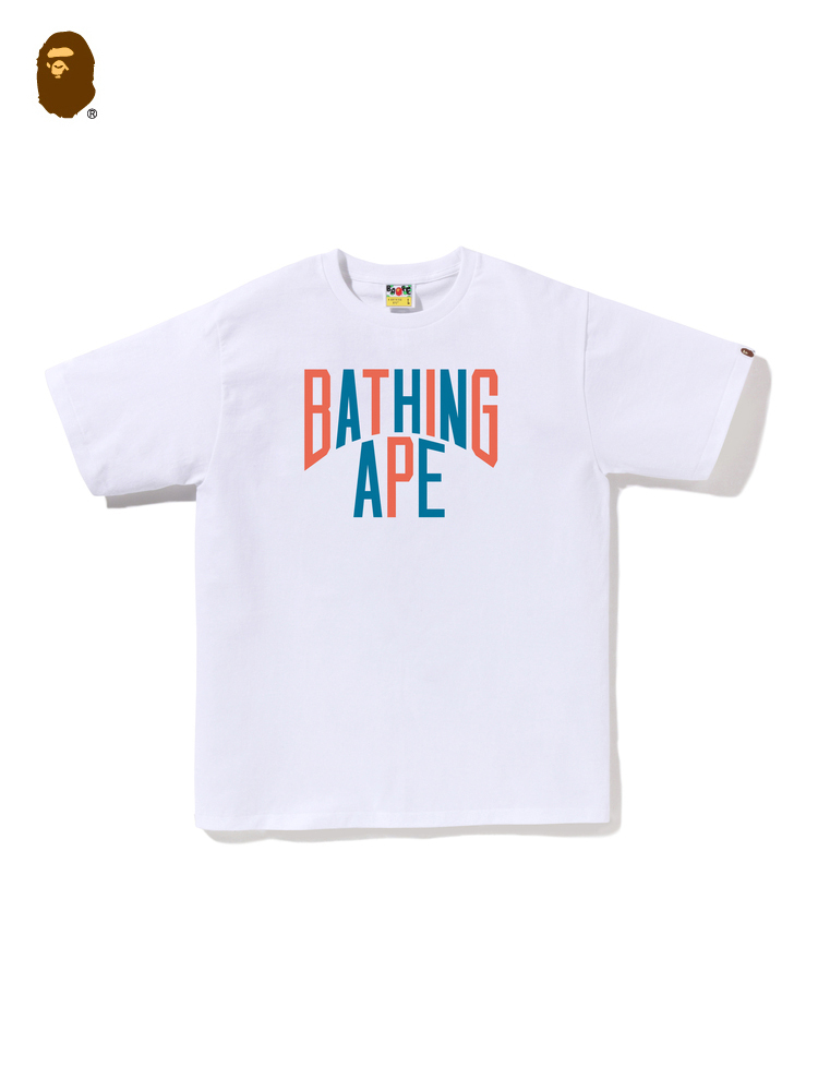 BAPE メンズ 春夏 コントラスト レタープリント 無地 マルチカラー 半袖 Tシャツ