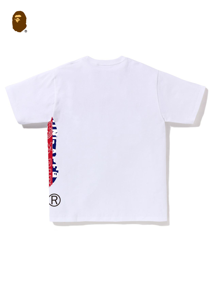 BAPE メンズ 春夏 スタンダード スクール チーム マルチパターン レターステッチ エイプヘッドプリント 半袖 Tシャツ