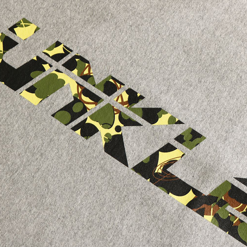 BAPE X MO'WAX 連名迷彩柄レタープリント無地クルーネックスウェットシャツ