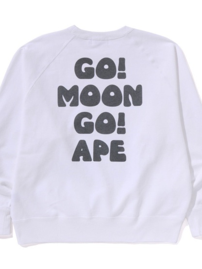 BAPE ラウンドネック スウェットシャツ スペースモンキー フロントとバックプリント ゆったり カジュアル