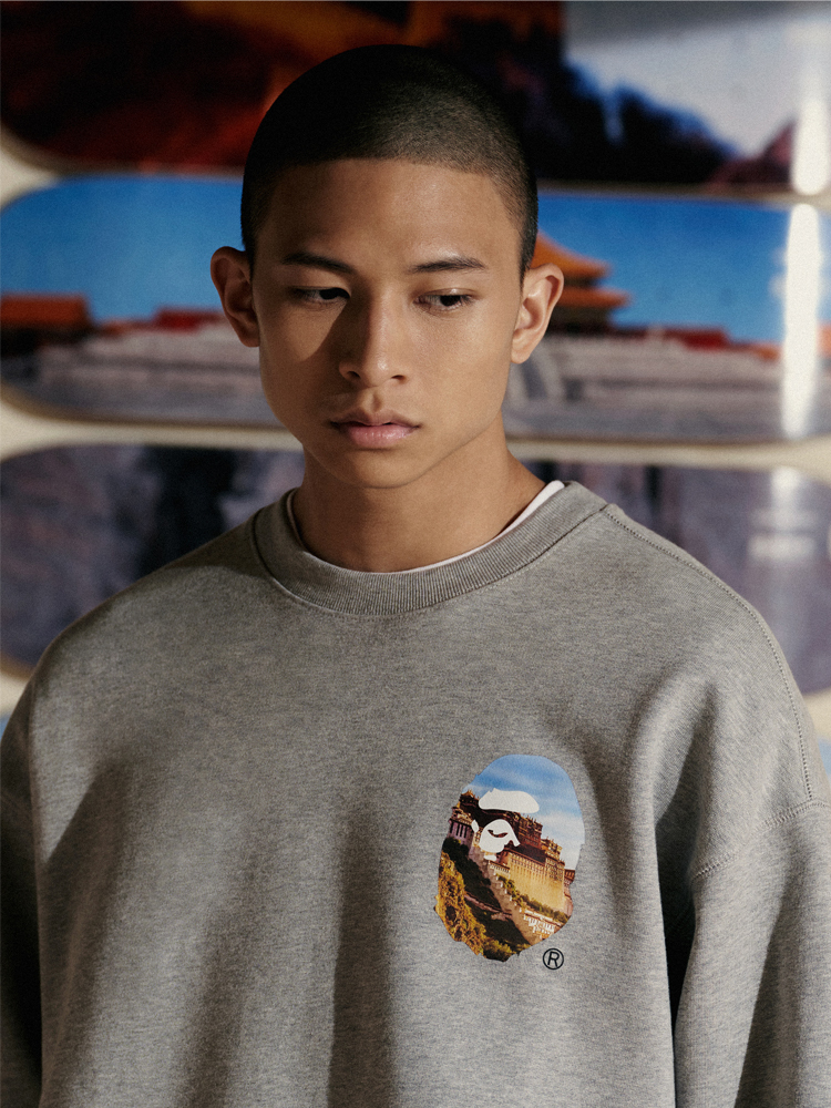 BAPE メンズ 春夏 猿が世界を旅する猿の頭 ラウンドネック スウェットシャツ