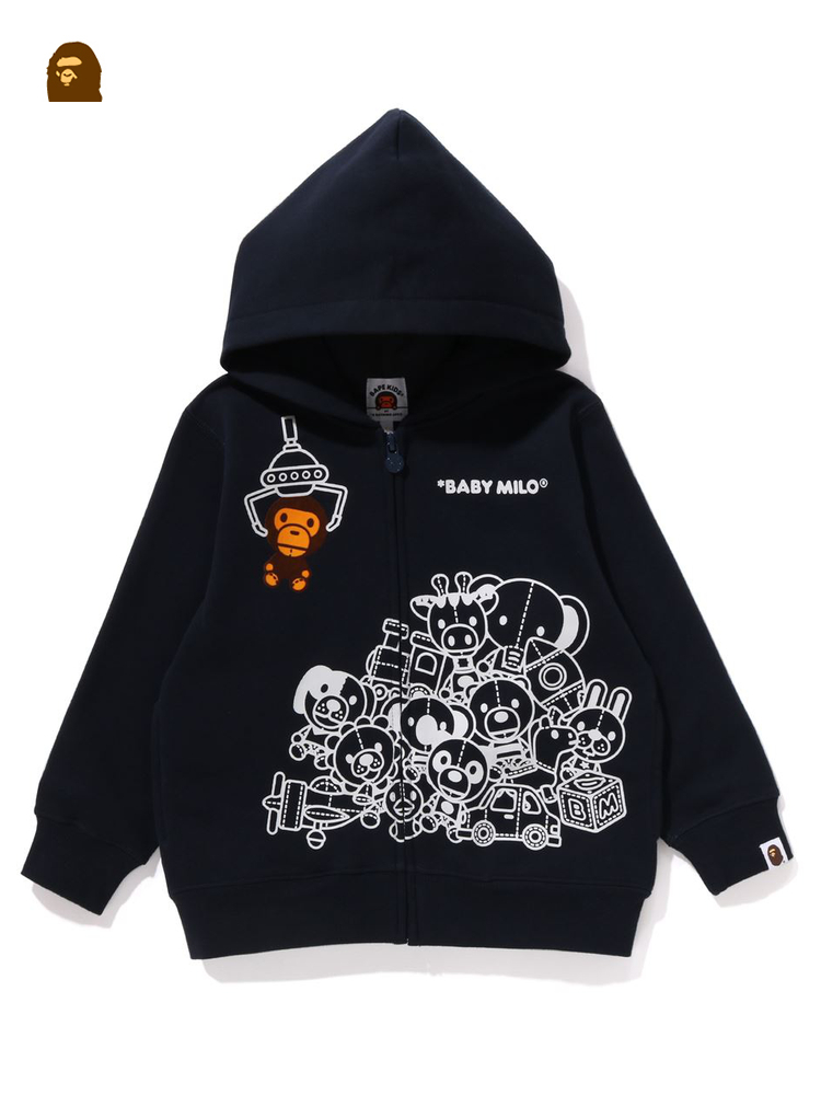 BAPE 秋冬 漫画 BABY MILO 人形 クレーンゲーム プリント フード付き スウェットシャツ カーディガン