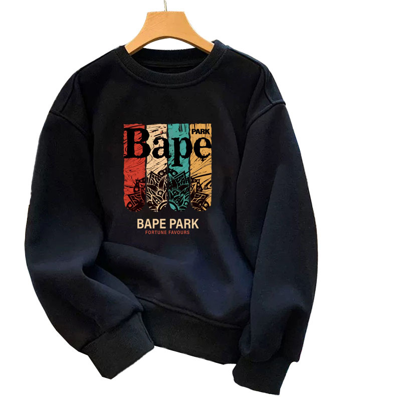 BAPE BEEN 長袖Tシャツ メンズ プリント ゆったり 新作 ラウンドネック スウェットシャツ メンズ 春秋 ボトムス シャツ トップス