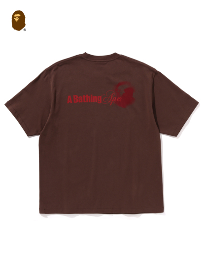 BAPEメンズ24秋冬猿頭文字コントラストカラー水染めプリント柄半袖Tシャツ