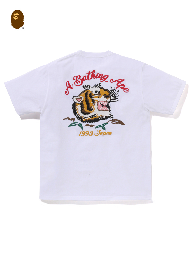 BAPEメンズ24秋冬虎文字柄半袖Tシャツ