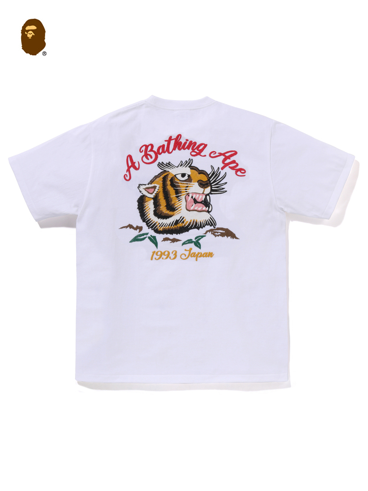 BAPEメンズ24秋冬虎文字柄半袖Tシャツ