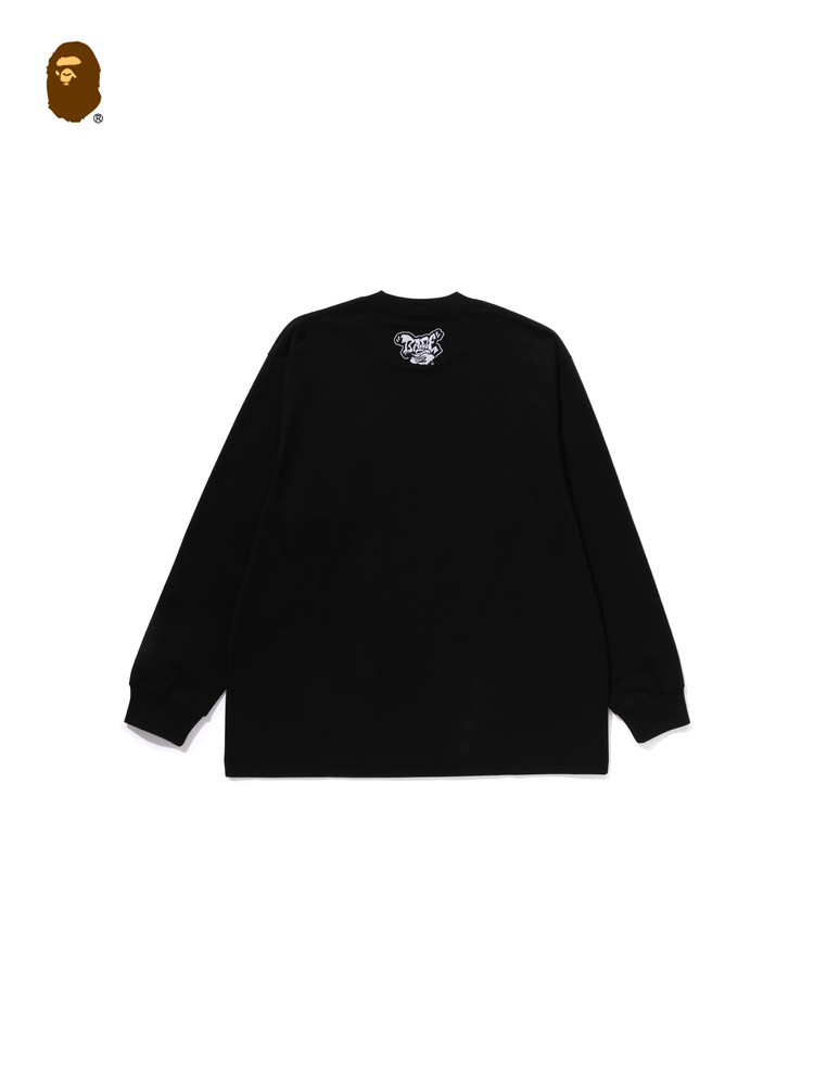 BAPE メンズ 秋冬 グラデーションカラー グラフィティ 猿頭 文字柄 長袖 Tシャツ