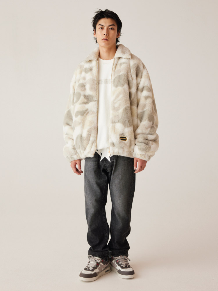 BAPE メンズ 2024 秋冬 同色文字刺繍 プラッシュ ラウンドネック スウェットシャツ