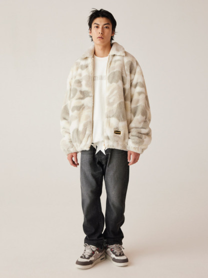 BAPE メンズ 2024 秋冬 同色文字刺繍 プラッシュ ラウンドネック スウェットシャツ