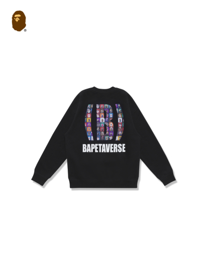 BAPE メンズ 秋冬 エイプ ユニバース NFT エイプヘッド レタープリント ラウンドネック スウェットシャツ