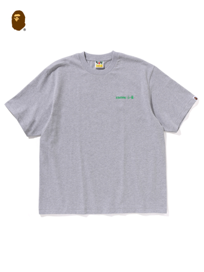 BAPEメンズ24秋冬猿頭文字コントラストカラー水染めプリント柄半袖Tシャツ
