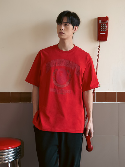 BAPE メンズ 春夏 クラック エイプヘッド レタープリント 半袖 Tシャツ