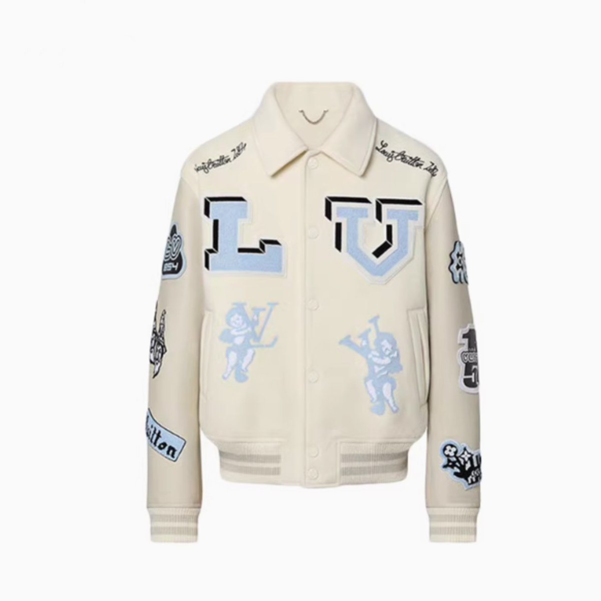 LV/ルイ・ヴィトン メンズ 2023年 新作 パッチ付き ハイブリッドレザー ベースボールウエスト ジャケット