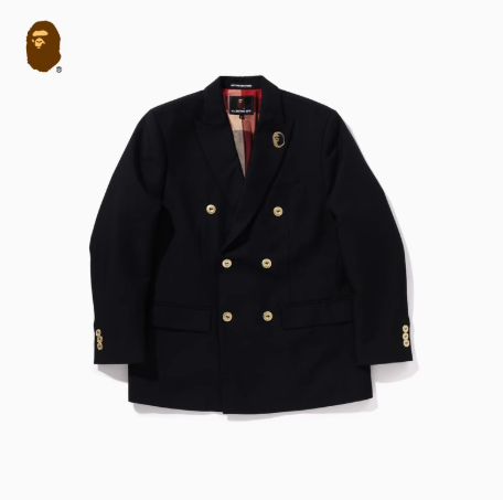 BAPE メンズ 2024年秋冬 エイプヘッド ヒゲ バッジ 配列ボタン スーツジャケット