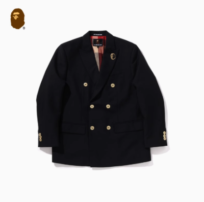 BAPE メンズ 2024年秋冬 エイプヘッド ヒゲ バッジ 配列ボタン スーツジャケット