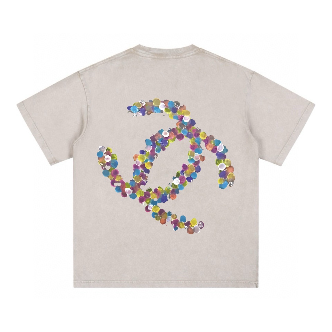 シャネル 2025年春夏コレクション グラフィックロゴ入り半袖Tシャツ。Kangliデジタルホワイトインクダイレクトプリント。