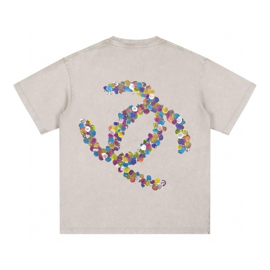 シャネル 2025年春夏コレクション グラフィックロゴ入り半袖Tシャツ。Kangliデジタルホワイトインクダイレクトプリント。