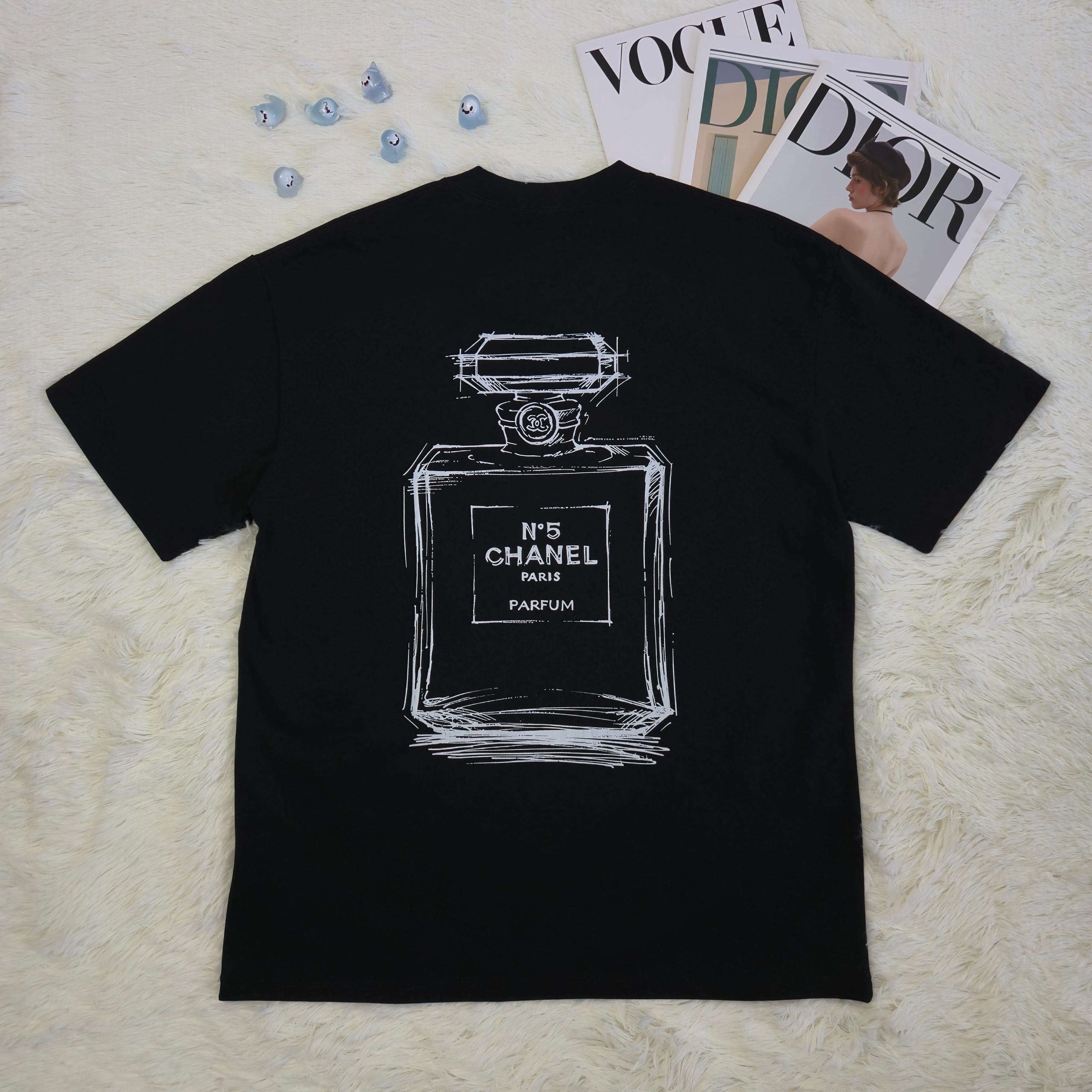 【シャネル】2025新作 CHANEL プリント ラウンドネック ドロップショルダー 半袖 Tシャツ ユニセックス