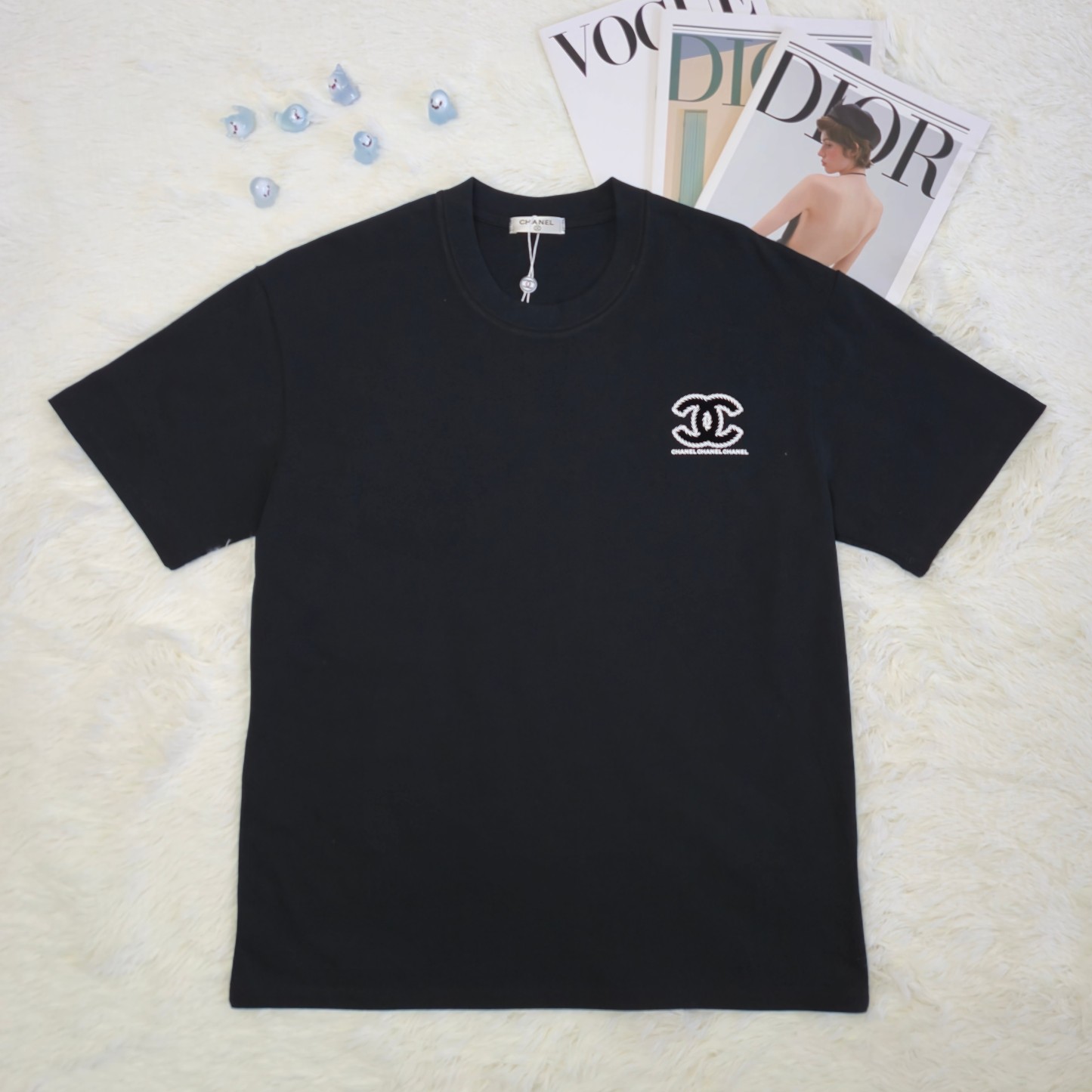 【シャネル】2025新作 CHANEL プリント ラウンドネック ドロップショルダー 半袖 Tシャツ ユニセックス