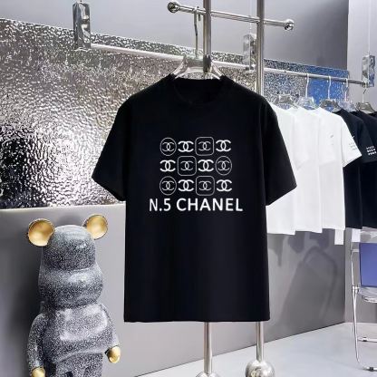 【シャネル】2025新作 CHANEL プリント ラウンドネック ドロップショルダー 半袖 Tシャツ ユニセックス