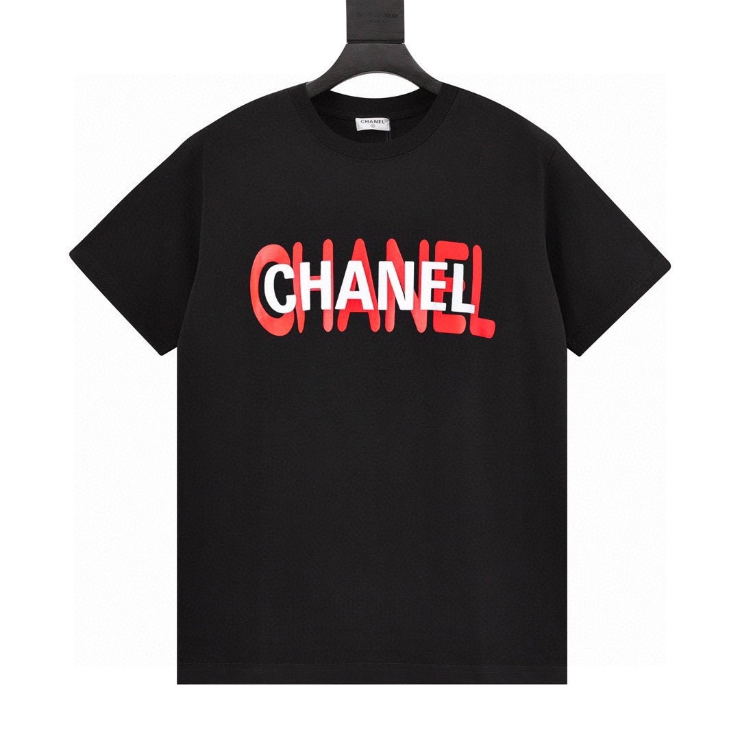 シャネル/シャネル レタープリント ロゴ Tシャツ 半袖