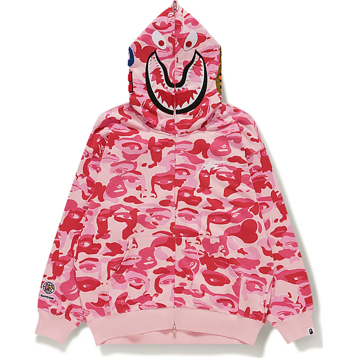 BAPE X KIDSUPER CAMO SHARK FULL ZIP HOODIE Color: Pink