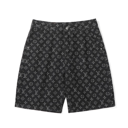 LV ルイ・ヴィトン フルプリント ジャカード バックポケット 女神刺繍 デニムショーツ メンズ・レディース