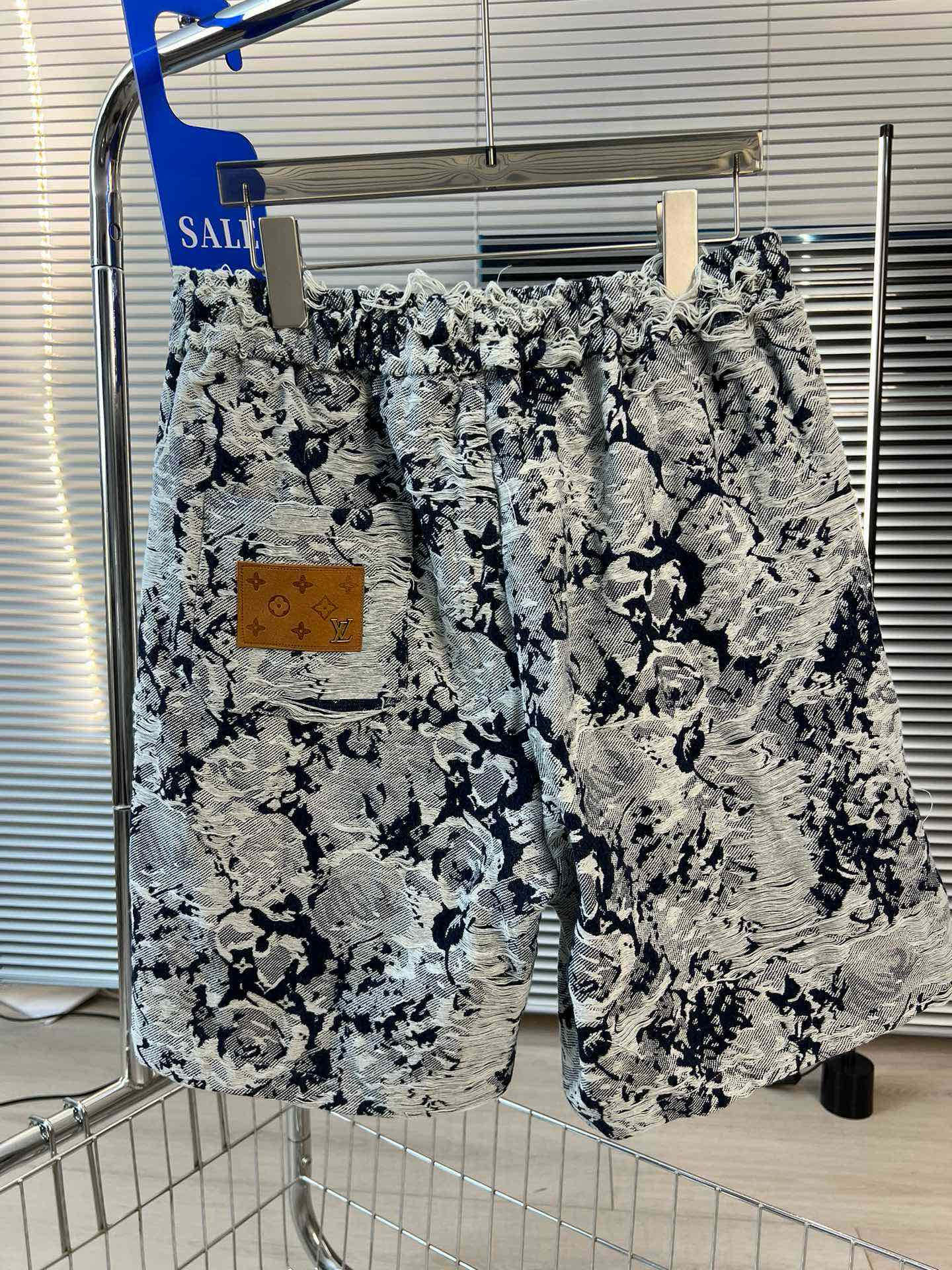 LV-ルイ・ヴィトン。夏の新作ジャカードタッセルデニム、カジュアルルーズワイドレッグドローストリング