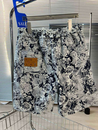 LV-ルイ・ヴィトン。夏の新作ジャカードタッセルデニム、カジュアルルーズワイドレッグドローストリング