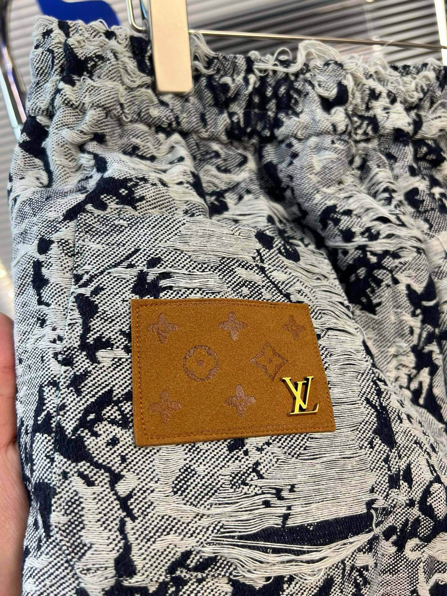 LV-ルイ・ヴィトン。夏の新作ジャカードタッセルデニム、カジュアルルーズワイドレッグドローストリング